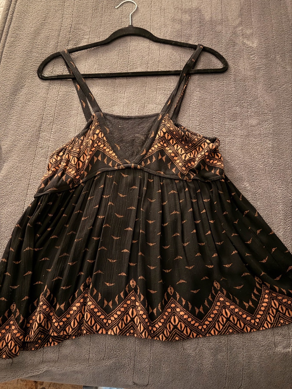 Black and Copper Patterned Spaghetti Strap Camisole